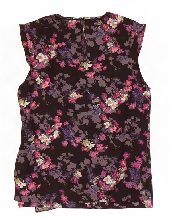 Oasis Womens Blouse Top UK 12 Medium Black Floral Polyester