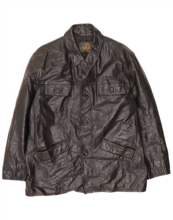 Jachetă de piele vintage pentru bărbați UK 44 2XL din piele neagră