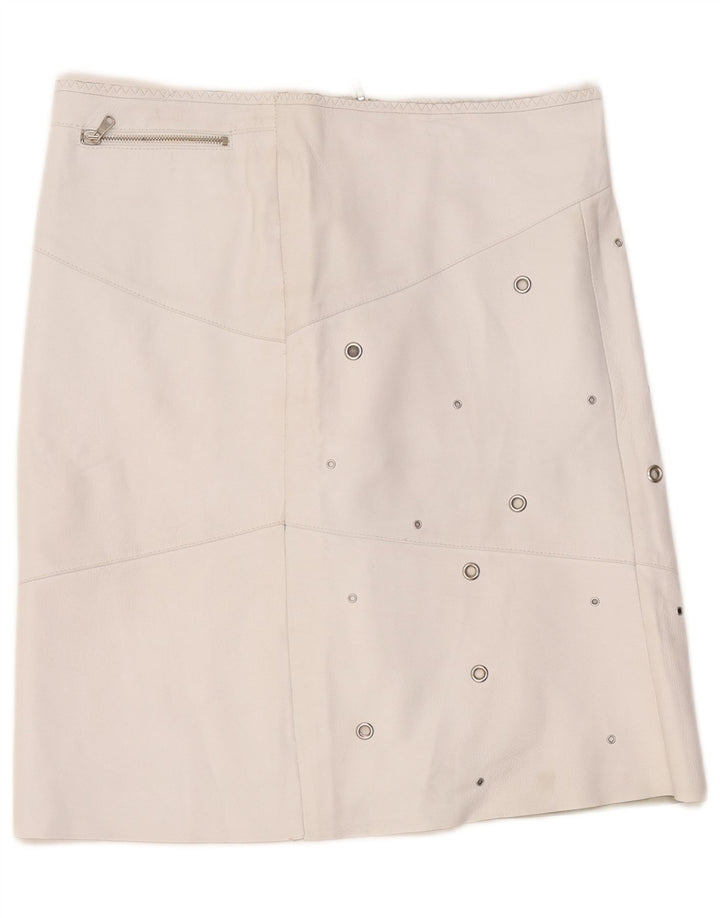 Fusta din piele vintage pentru femei W36 XL alb