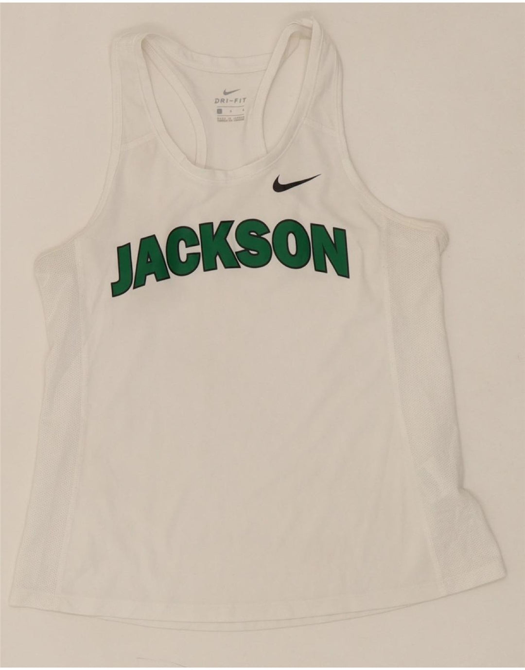 NIKE Womens Dri Fit Graphic Vest Top UK 14 Large White Polyester Vintage Nike and Second-Hand Nike from Messina Hembry 