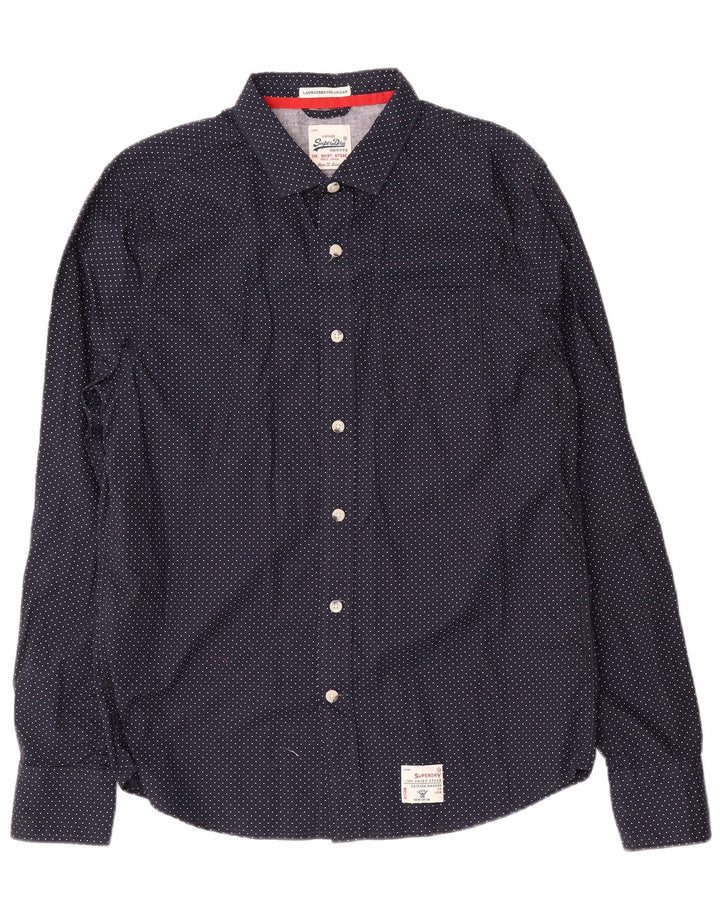 Cămașă pentru bărbați Superdry XL bleumarin, bumbac cu pete