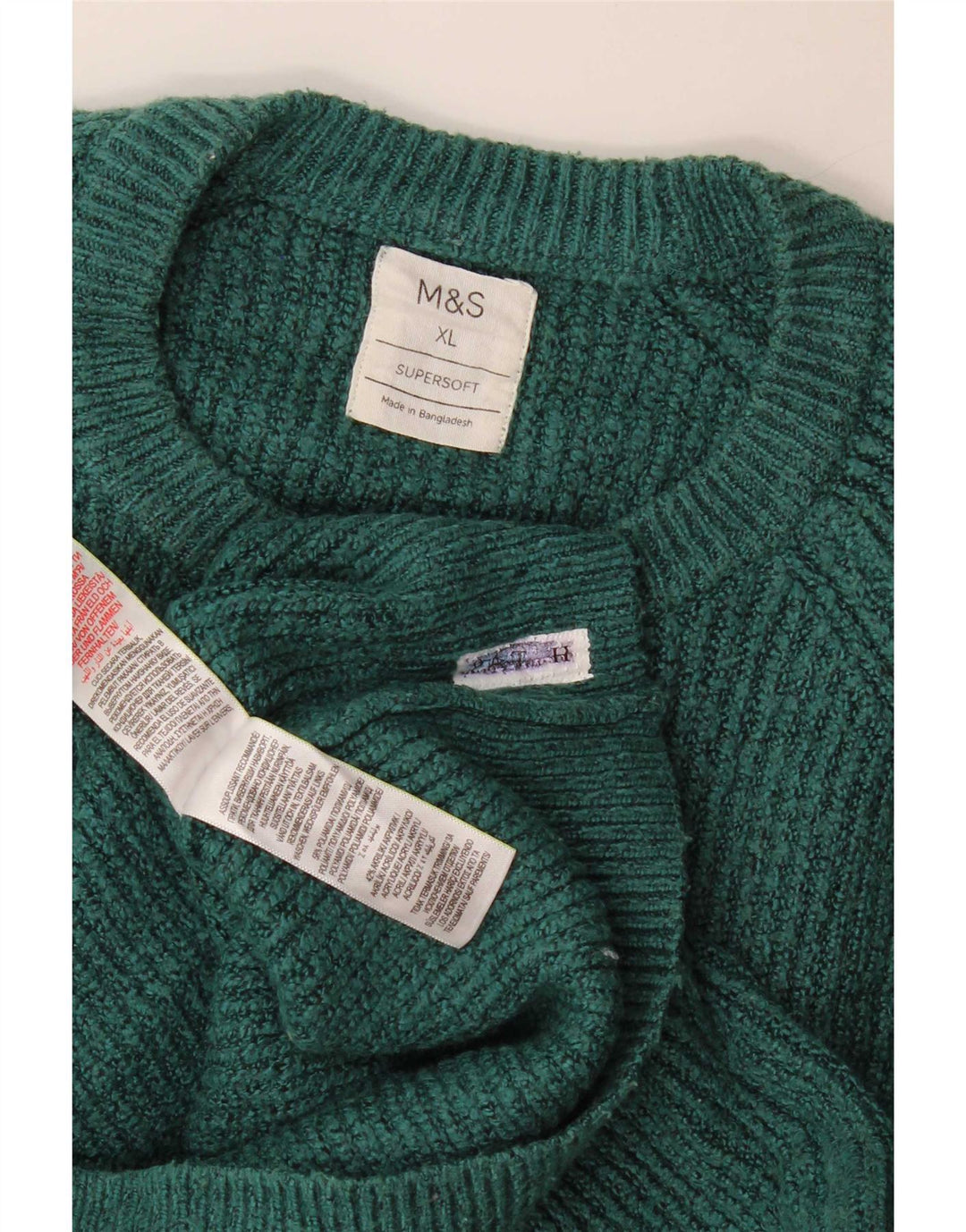Pulover pentru bărbați Marks & Spencer cu gât crew pulover XL verde poliamidă