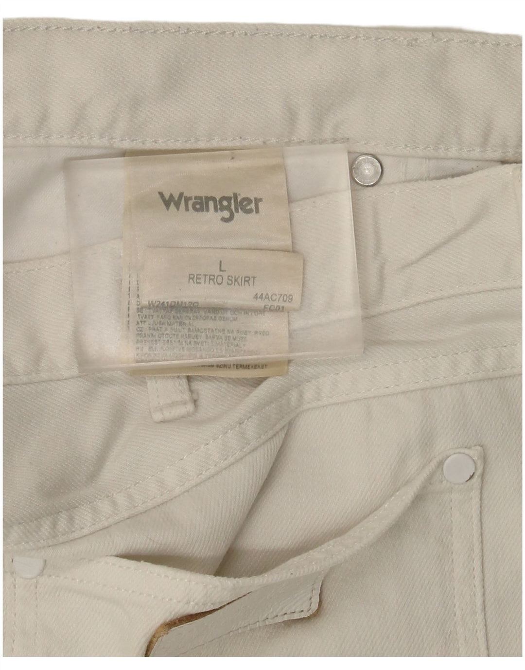 Fusta mini denim Wrangler pentru femei, mare W36, bumbac alb
