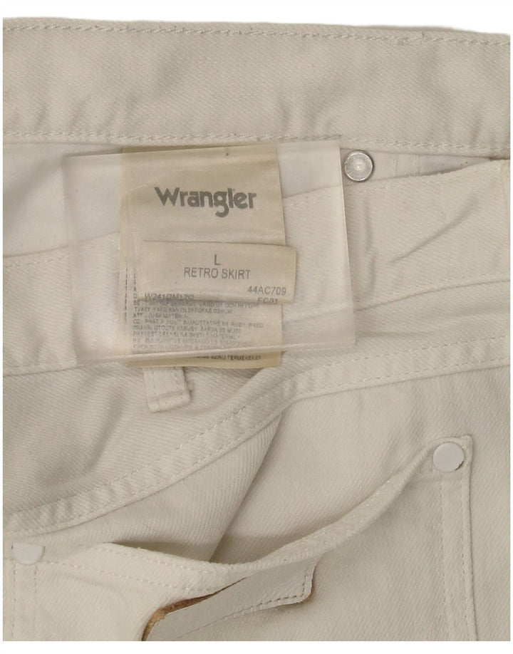 Fusta mini denim Wrangler pentru femei, mare W36, bumbac alb