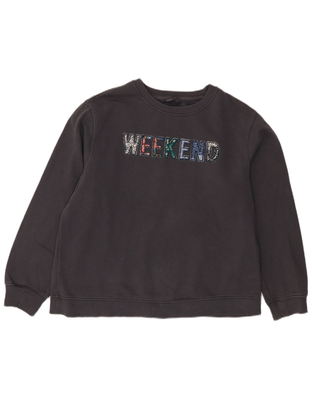 Pulover pentru femei Marks & Spencer, cu grafică de weekend, UK 14, mare, negru