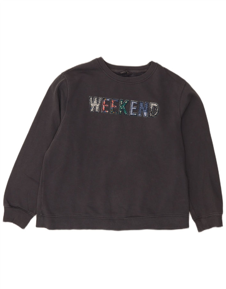 Pulover pentru femei Marks & Spencer, cu grafică de weekend, UK 14, mare, negru