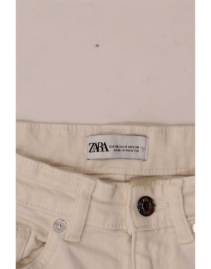 Blugi Zara Femei Crop Bootcut EU 38 Mici L28 L24 Alb