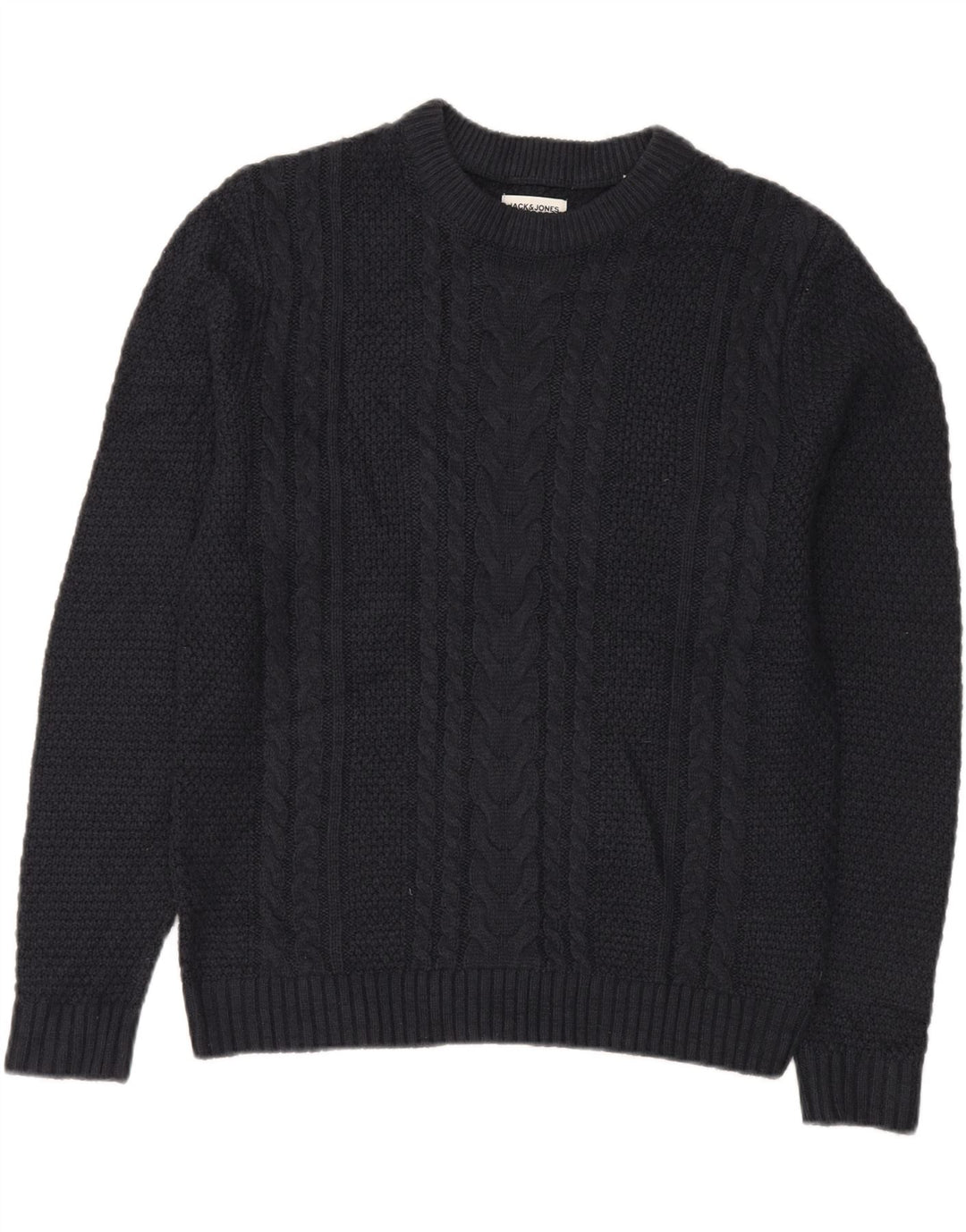 JACK & JONES Pulover pentru bărbați cu decolteu rotund, mediu acrilic, albastru bleumarin