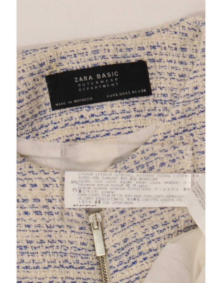 Jachetă Blazer cu fermoar complet pentru femei Zara UK 14, mare, albă, pete