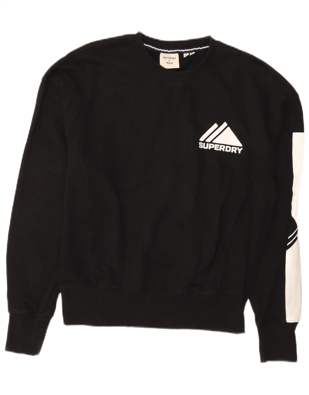 Pulover cu grafic pentru femei Superdry UK 12 Medium Black Colorblock