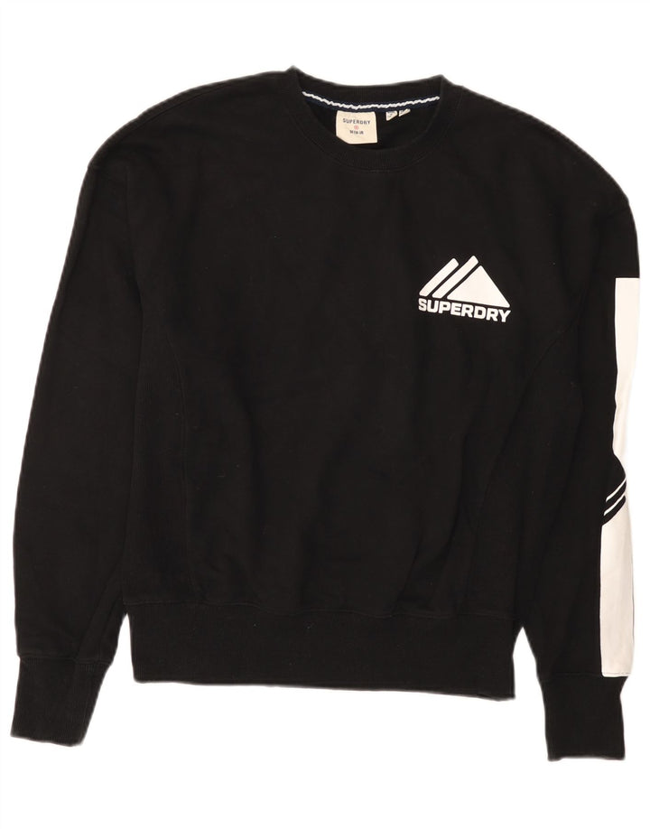 Pulover cu grafic pentru femei Superdry UK 12 Medium Black Colorblock