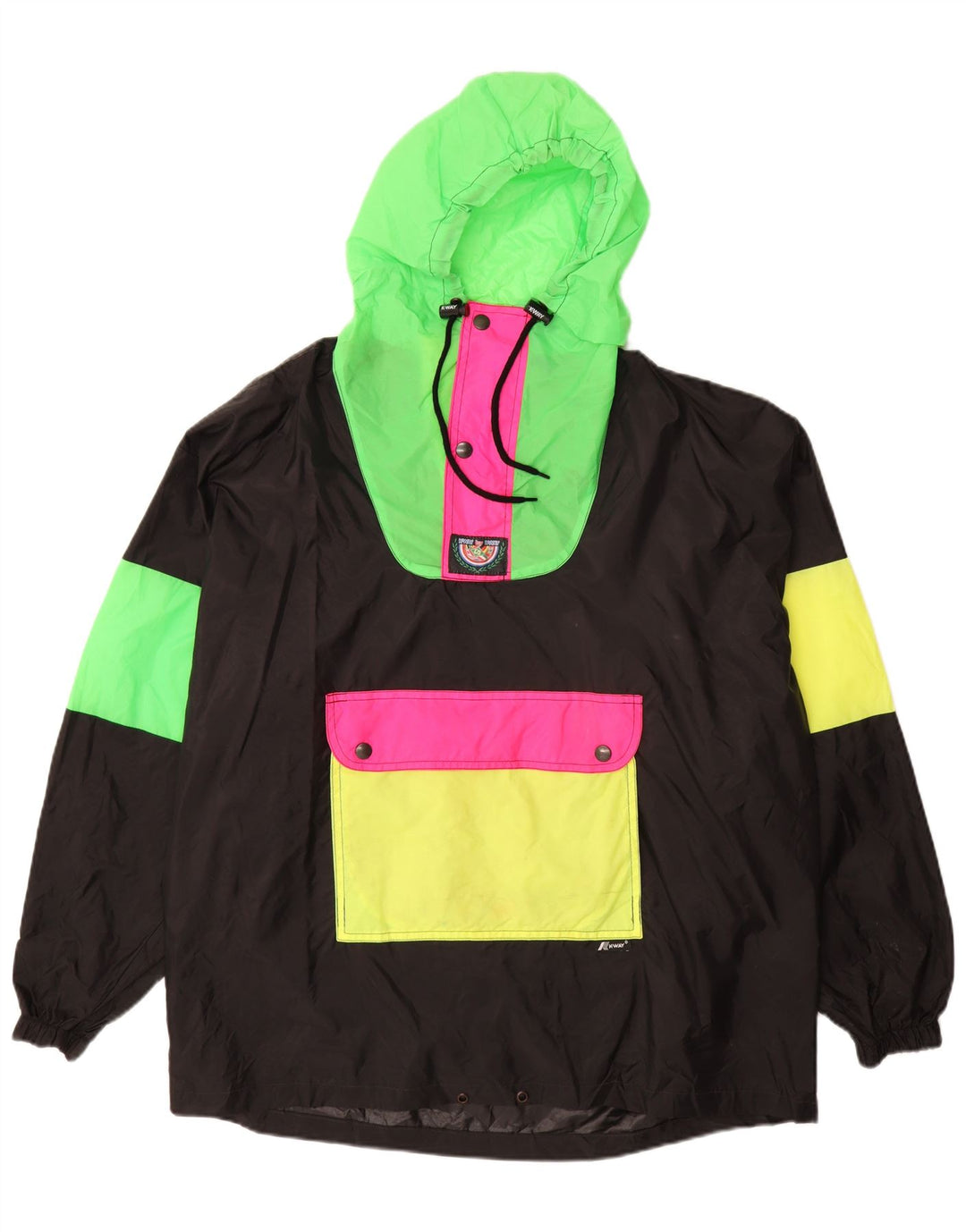 Jachetă Anorak cu glugă pentru bărbați K-WAY UK 40, mare, neagră, poliamidă color bloc