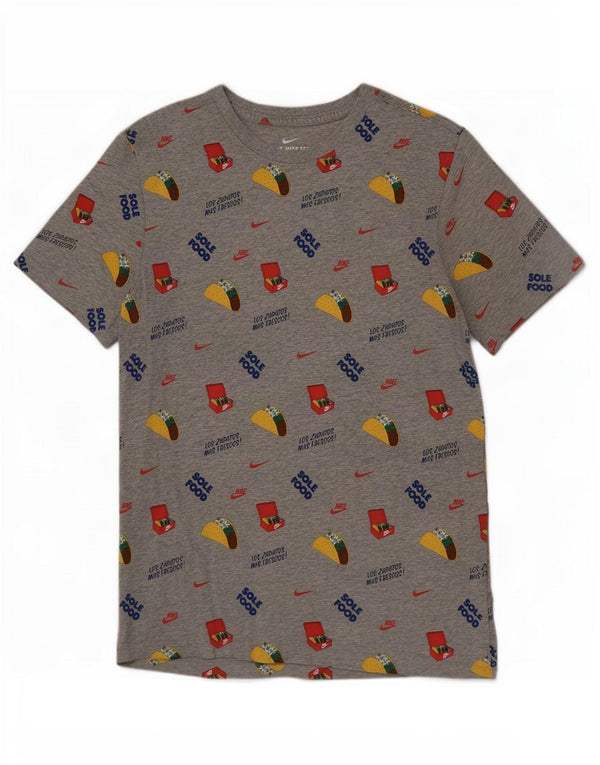 Tricou grafic Nike pentru bărbați Top din bumbac gri mediu
