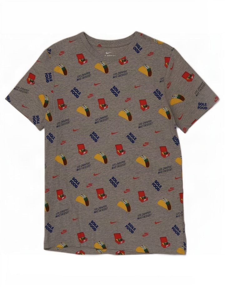 Tricou grafic Nike pentru bărbați Top din bumbac gri mediu