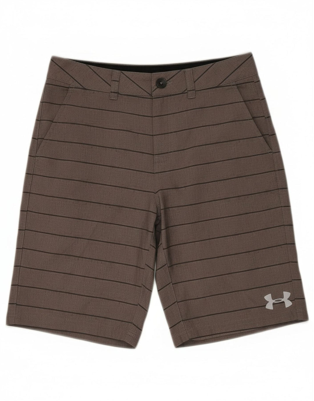 Pantaloni scurți chino Under Armour pentru băieți 9-10 ani W25 poliester cu dungi gri