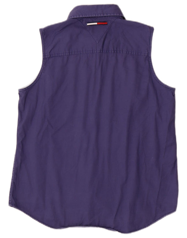 Bluză cămașă fără mâneci pentru femei Tommy Hilfiger US 10 mare bumbac bleumarin