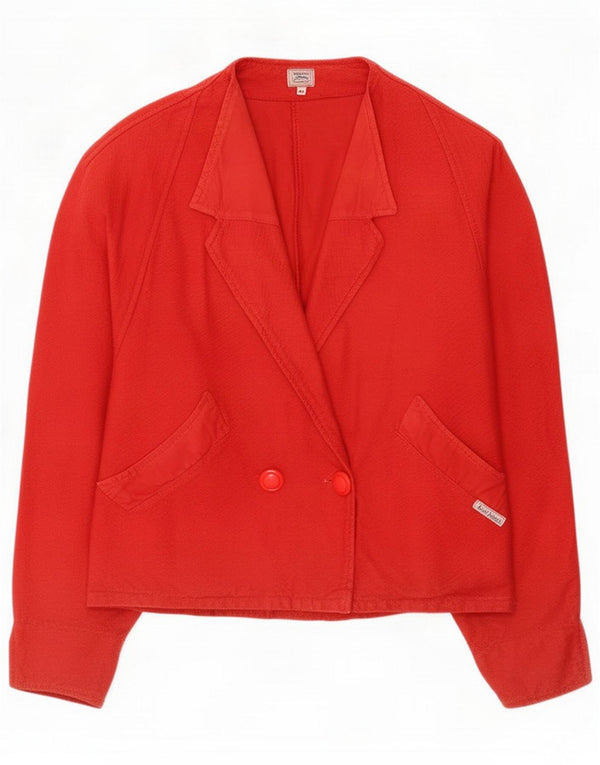 Vintage Womens Double Breasted Blazer Jacket UK 14 Medium Red Bumbac