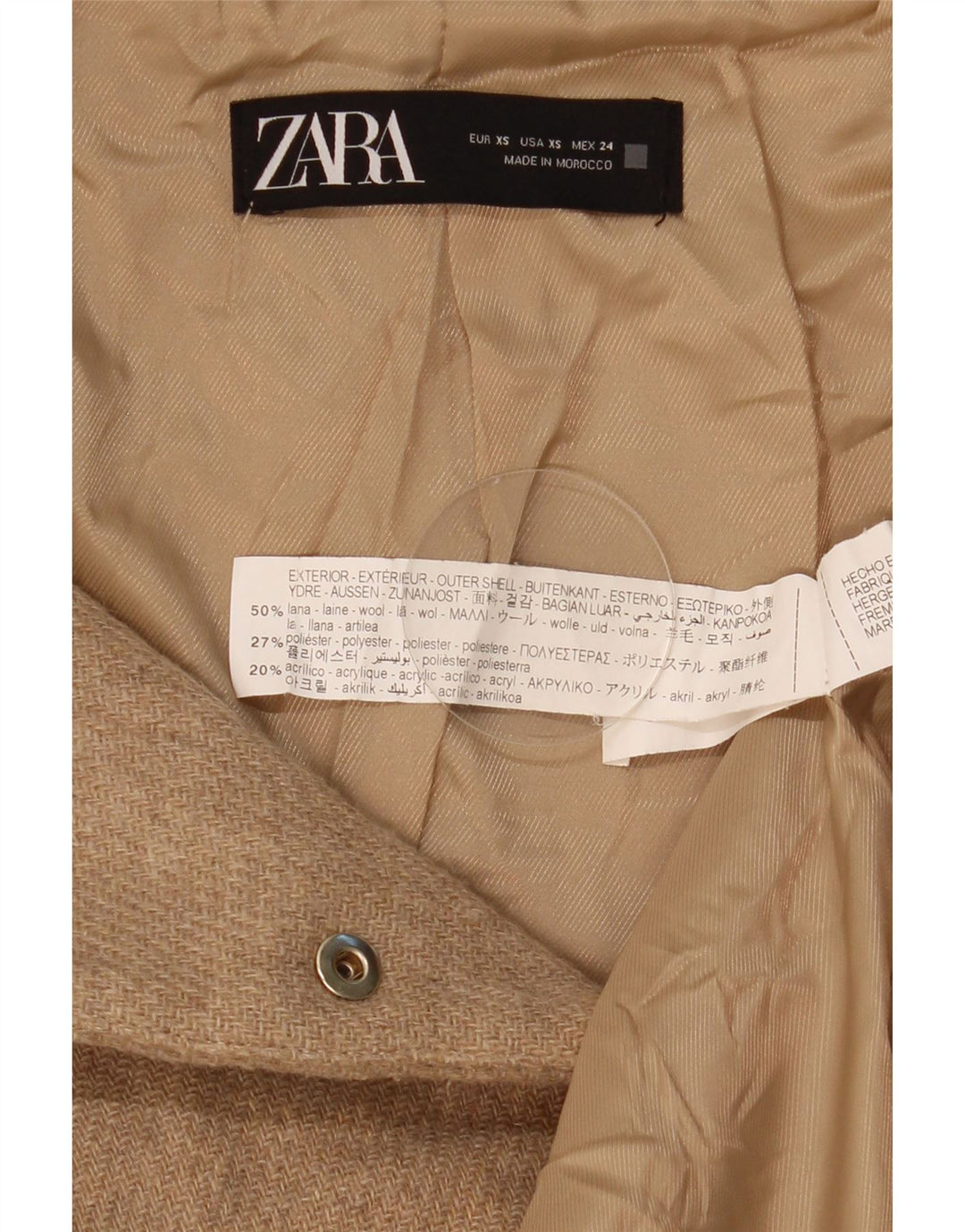 Bomber pentru femei cu glugă Zara UK 6 XS Lână bej