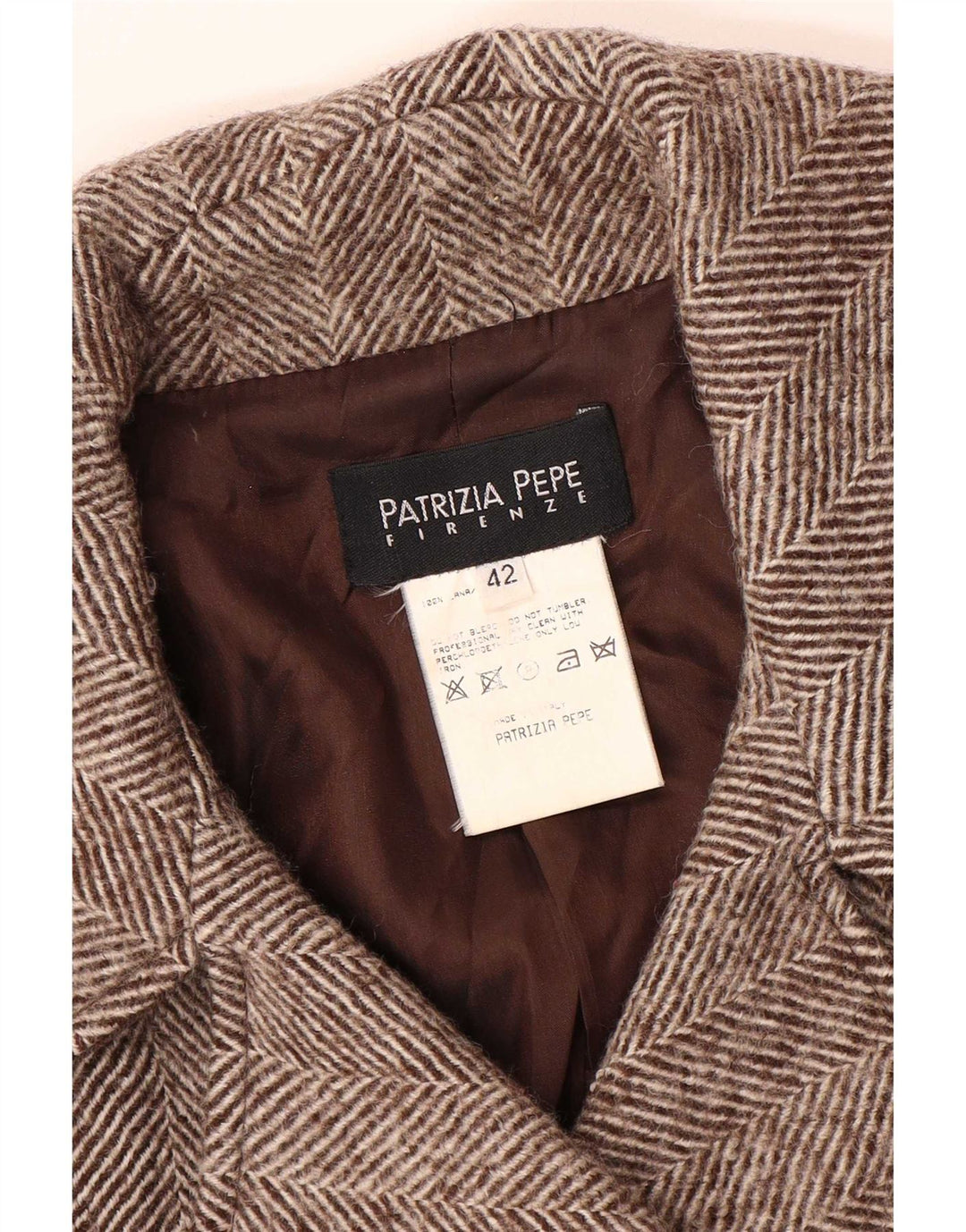 Patrizia Pepe Palton pentru femei la dublu piept IT 42 Medium Brown Herringbone