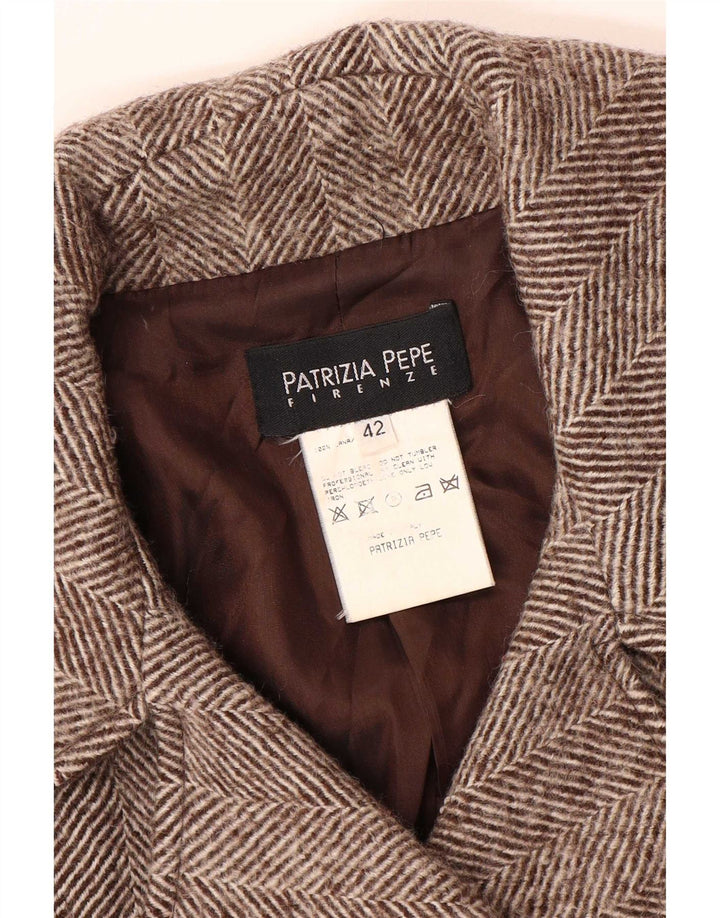 Patrizia Pepe Palton pentru femei la dublu piept IT 42 Medium Brown Herringbone