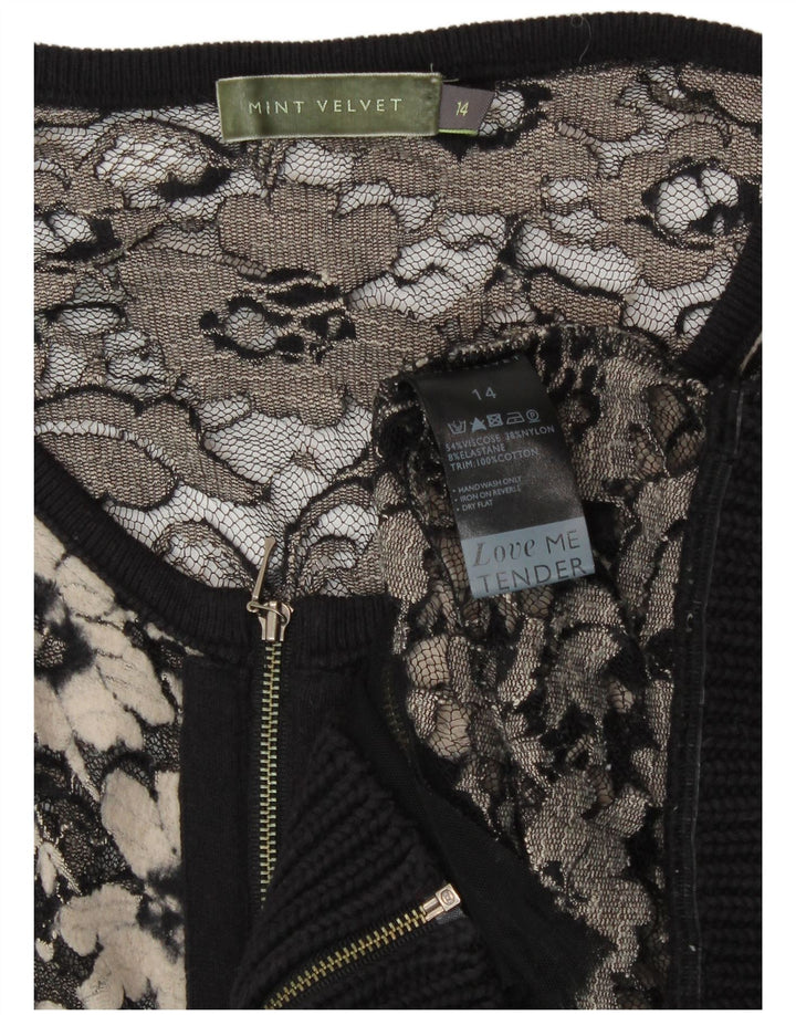 MINT VELVET Top cardigan transparent pentru femei UK 14 Medium Black Viscose