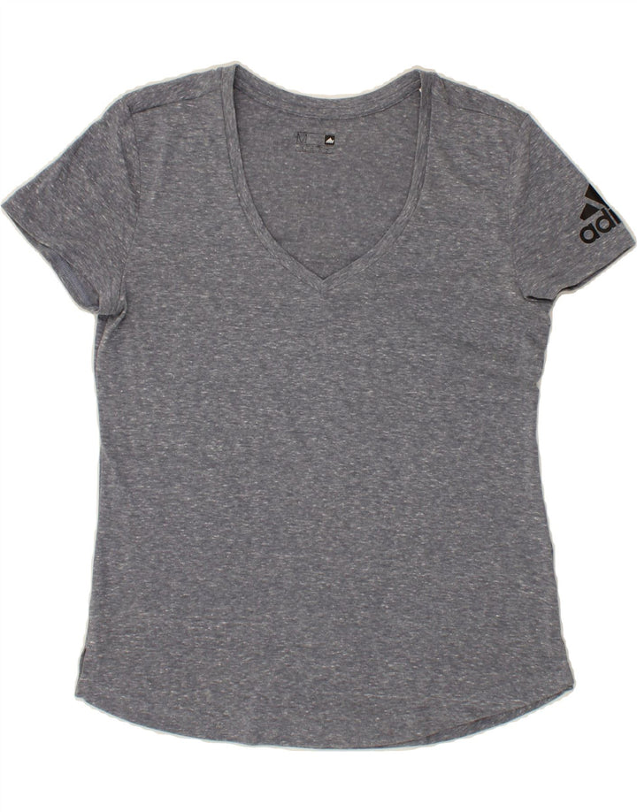 ADIDAS Womens T-Shirt Top UK 12/14 Medium Grey Flecked Vintage Adidas and Second-Hand Adidas from Messina Hembry 
