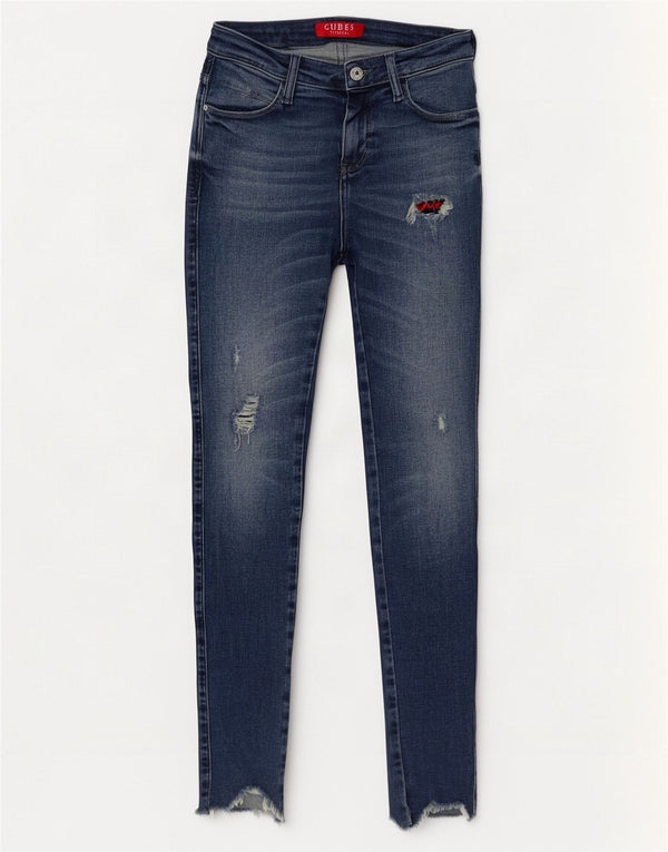 Blugi skinny distressed pentru femei Guess W24 L30 bumbac albastru