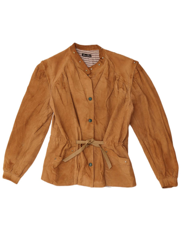 Bomber Vintage de damă din piele intoarsa IT 42 Medium Beige Piele