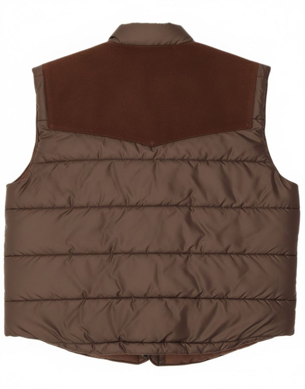 Vintage Mens Suede Padded Gilet UK 40 Large Brown Leather