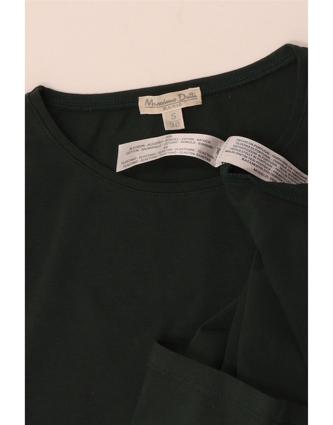 MASSIMO DUTTI Tricou pentru femei Top UK 10 Small Green Bumbac