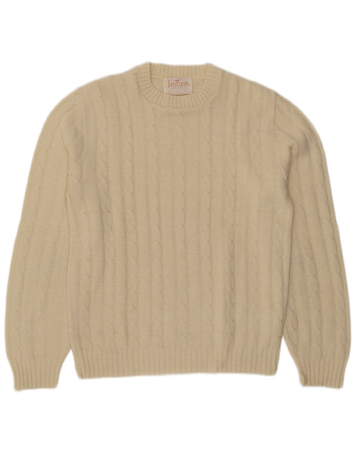 Pulover Jantzen pentru bărbați cu gât roșu, mediu alb