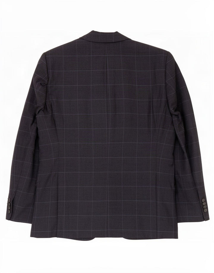 Jachetă pentru bărbați Marks & Spencer, cu 2 nasturi, UK 44 XL, lenjerie cu carouri bleumarin