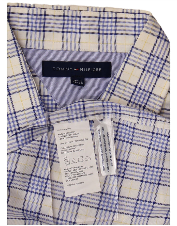 Cămașă pentru bărbați TOMMY HILFIGER Mărimea 16 1/2 mare, bumbac cu check albastru