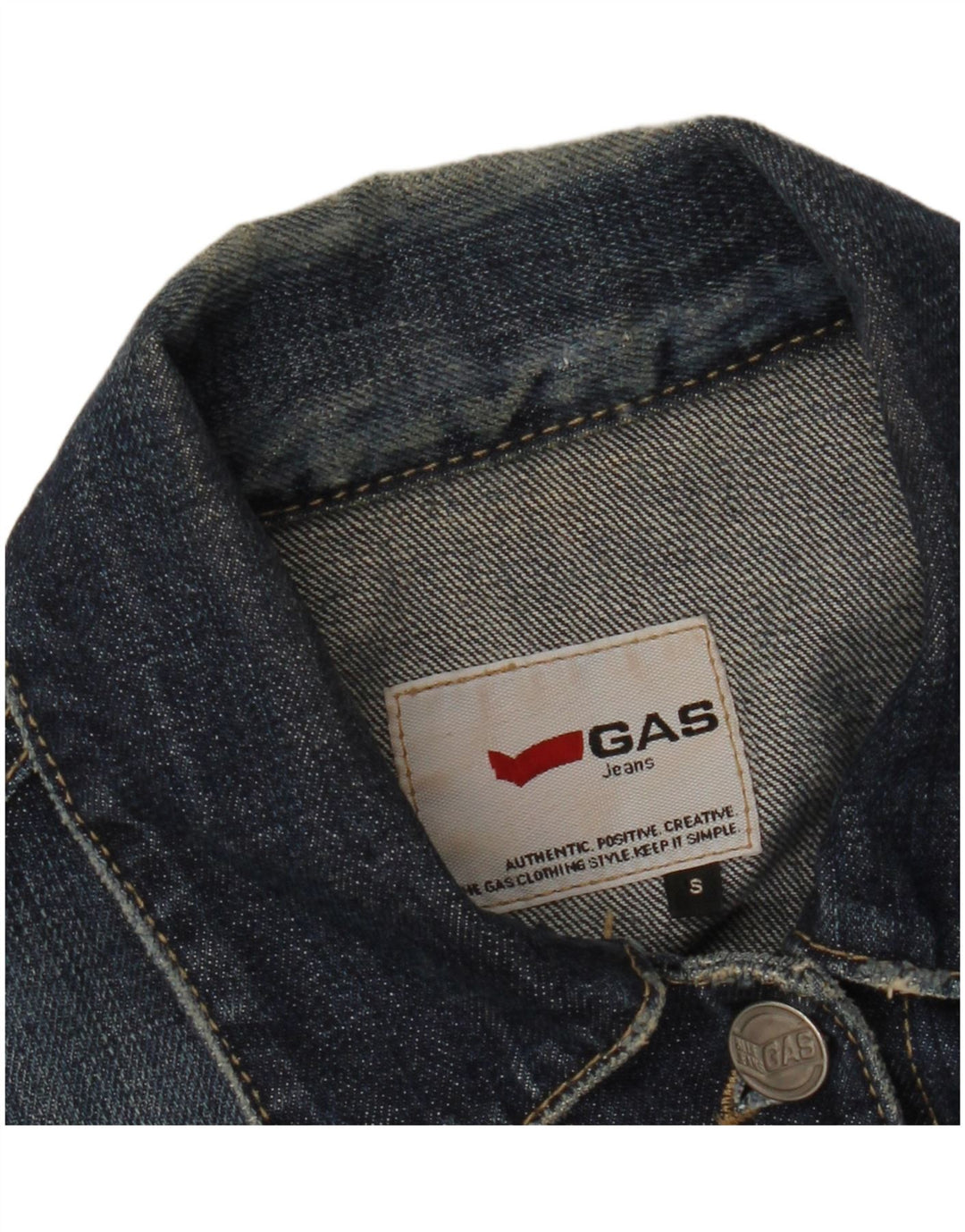GAS Jachetă de denim crop pentru femei UK 10 Small Blue Bumbac