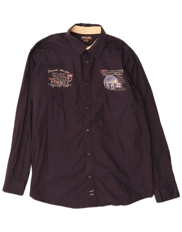 ATLAS FOR MEN Cămașă grafică pentru bărbați XL Bumbac bleumarin