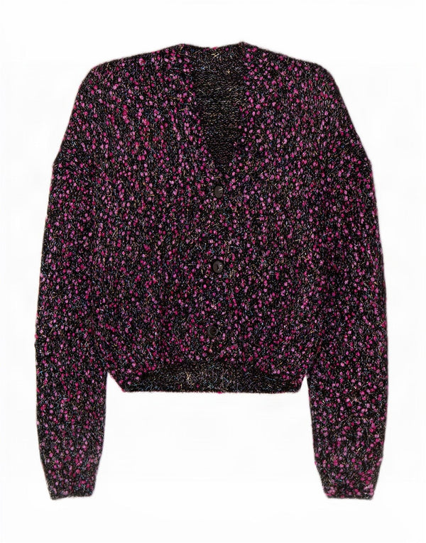 Pulover cardigan vintage pentru femei UK 14 Medium Black Flecked