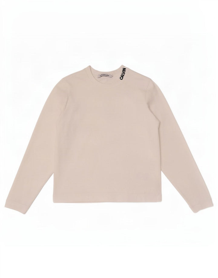 Calvin Klein Jeans Top pentru femei cu mânecă lungă UK 10 Small White