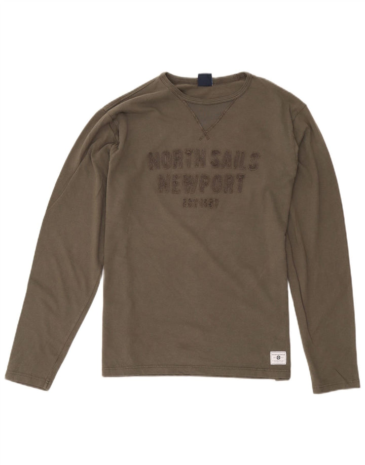 Tricou North Sails pentru bărbați, cu croială normală, cu mânecă lungă, bumbac kaki mediu