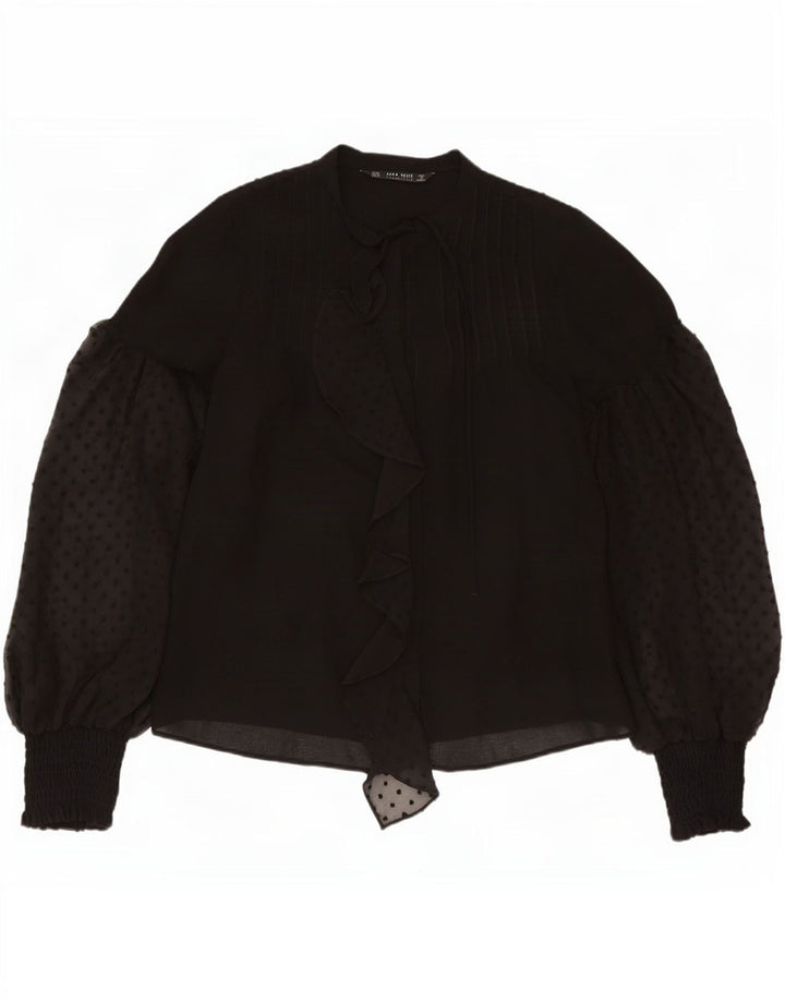 Bluză cămașă supradimensionată pentru femei Zara UK 14 Medium Black Spotted