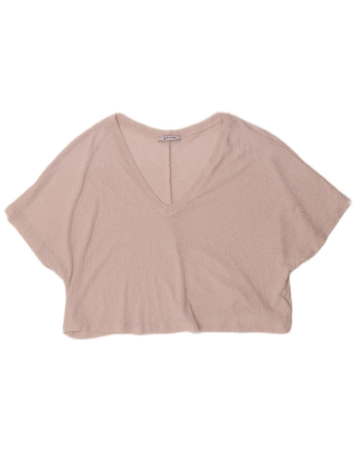 Bluză supradimensionată Crop pentru femei Zara UK 10 Poliester roz mic