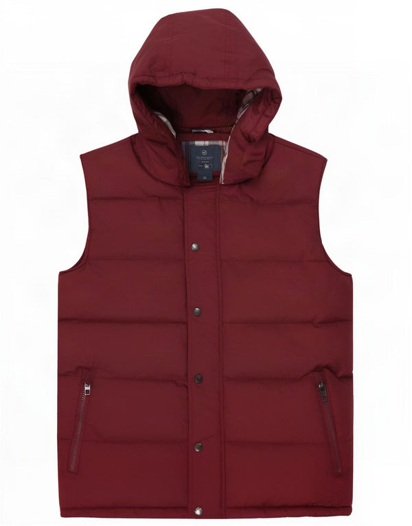 Gilet căptușit cu glugă pentru bărbați French Connection UK 38 Medium Burgundy Poliamidă