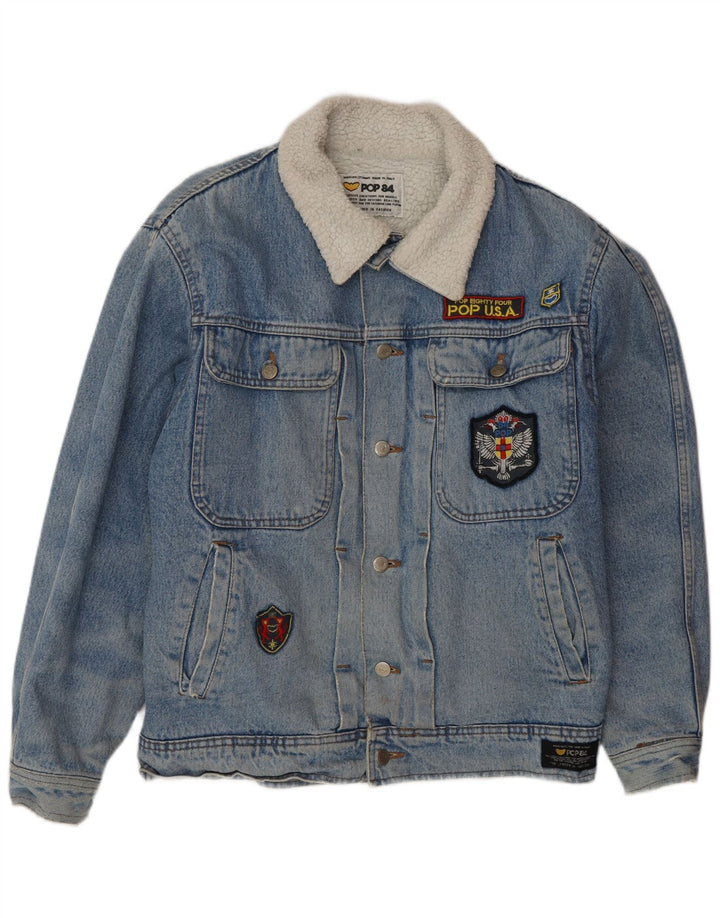 POP 84 Jachetă pentru bărbați din denim Sherpa UK 38 Medium Blue