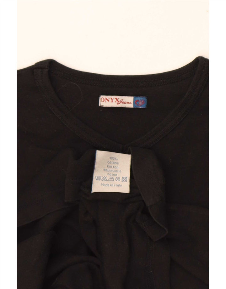 Onyx Crop Top pentru femei cu mânecă lungă UK 14, mare, negru, bumbac