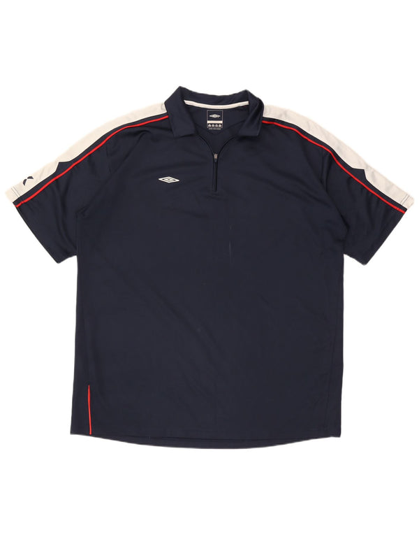 Cămașă polo Umbro pentru bărbați, cu fermoar, 2XL, albastru bleumarin, poliester