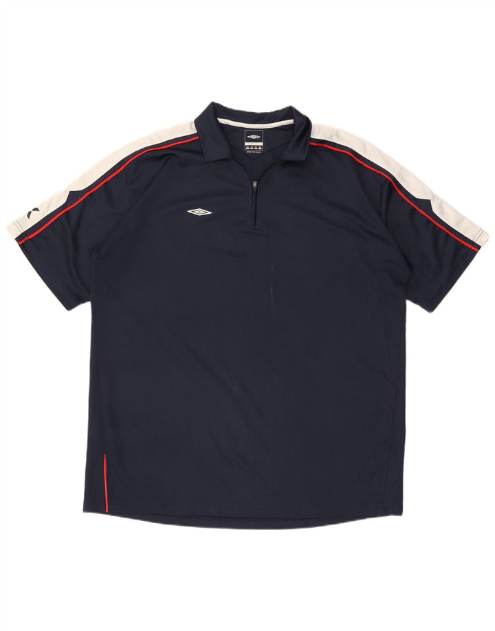 Cămașă polo Umbro pentru bărbați, cu fermoar, 2XL, albastru bleumarin, poliester