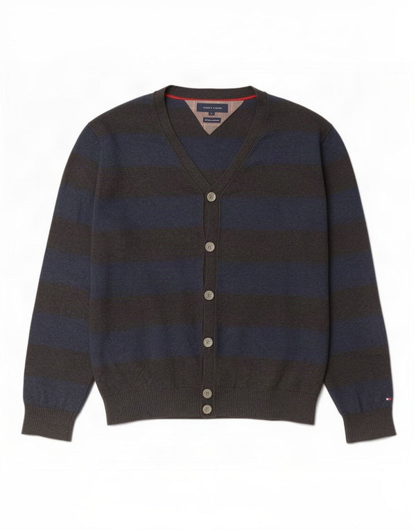Pulover cardigan pentru bărbați Tommy Hilfiger, bumbac cu dungi gri mari
