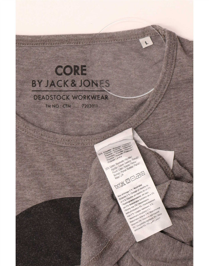 Tricou Jack & Jones Core Graphic pentru bărbați Top mare din poliester gri