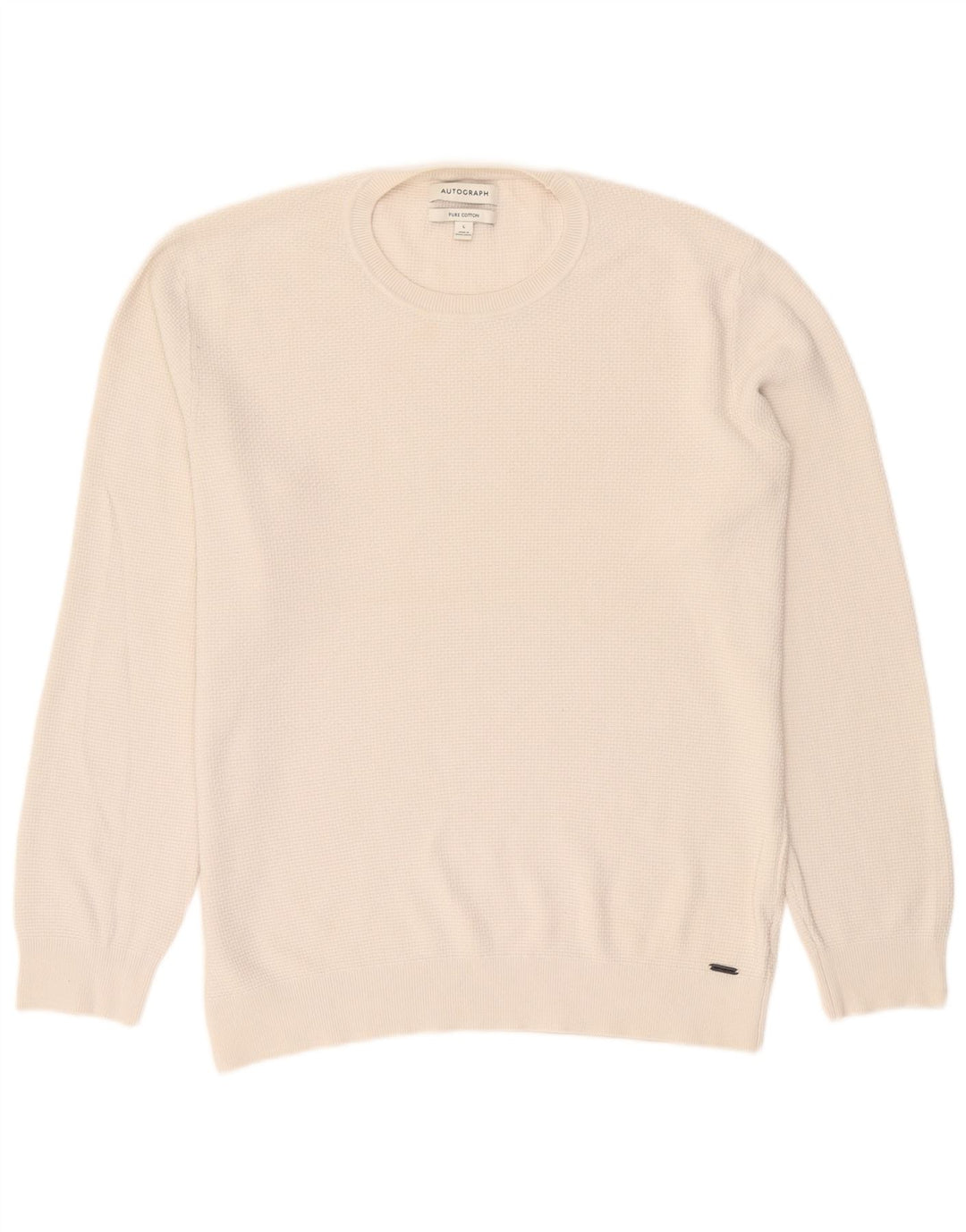 Pulover pentru bărbați Marks & Spencer, cu autograf, cu decolteu, mare, alb