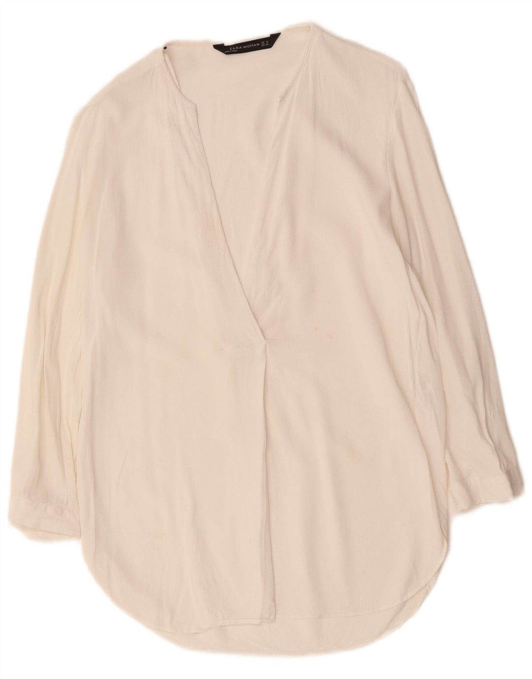 Bluză ZARA pentru femei cu mâneci 3/4, UK 14, viscoză albă medie