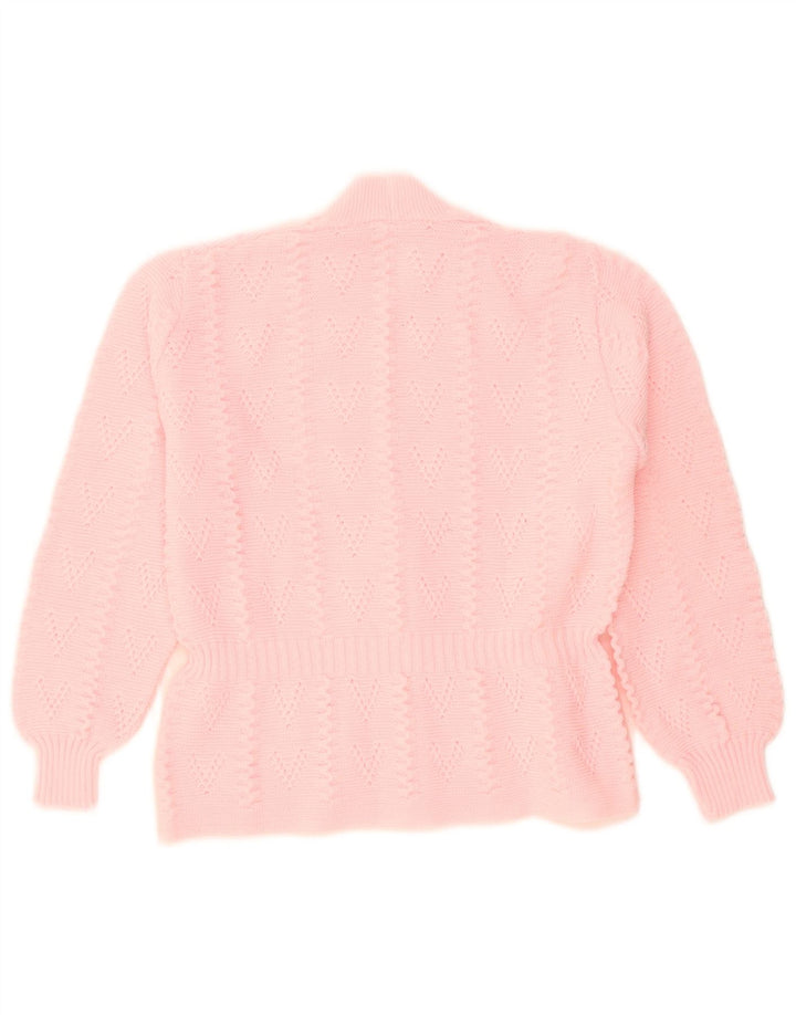 Pulover Cardigan Vintage pentru Damă UK 14 Roz Mediu Acrilic